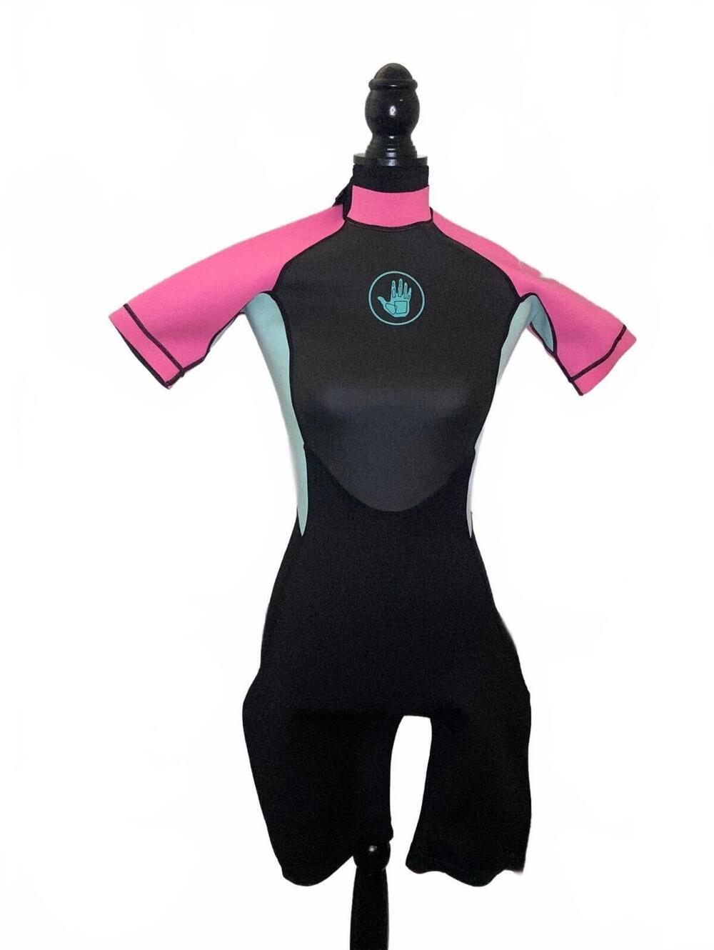 Body Glove Short Sleeve Wetsuit in Black, Pink, and Aqua
